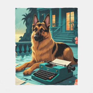 German Shepherd Dog gentleman vintage  Fleece Deken