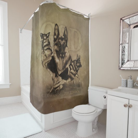 German Shepherd Dog - GSD Collage Douchegordijn (In situ)
