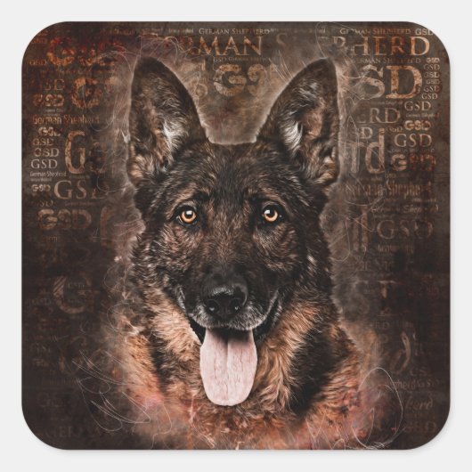 German Shepherd Dog - GSD Vierkante Sticker (Voorkant)