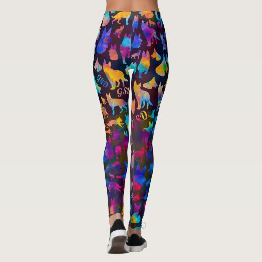 German Shepherd Dog GSD - Waterverf Silhouettes Leggings (Achterkant)