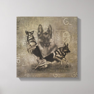 German Shepherd Dog - GSD Word Art Canvas Afdruk