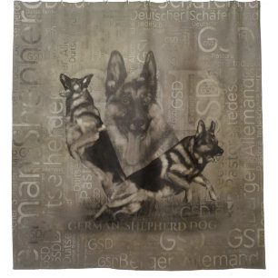 German Shepherd Dog - GSD Word Art Douchegordijn