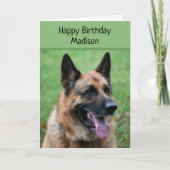 German Shepherd Dog, Happy Birthday, gepersonalise Kaart (Voorkant)