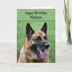 German Shepherd Dog, Happy Birthday, gepersonalise Kaart