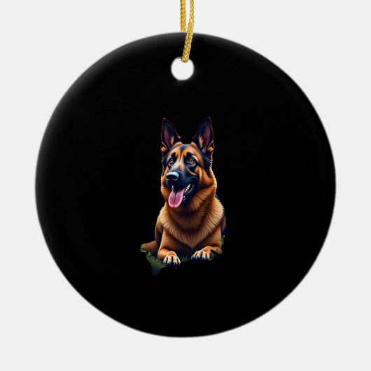 German Shepherd Dog Head Portrait Dog Lover Pet Ow Keramisch Ornament (Voorkant)
