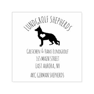 German Shepherd Dog Heart Shape Return Address Zelfinktende Stempel