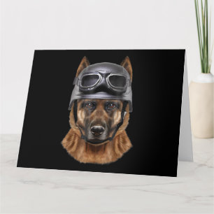 German Shepherd Dog Helmet Gift For Biker In Motor Kaart