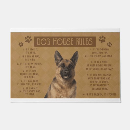 German Shepherd Dog House Regels, als het gebroken Deurmat (Voorkant)