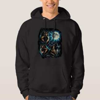 German shepherd dog howling at the moon hoodie