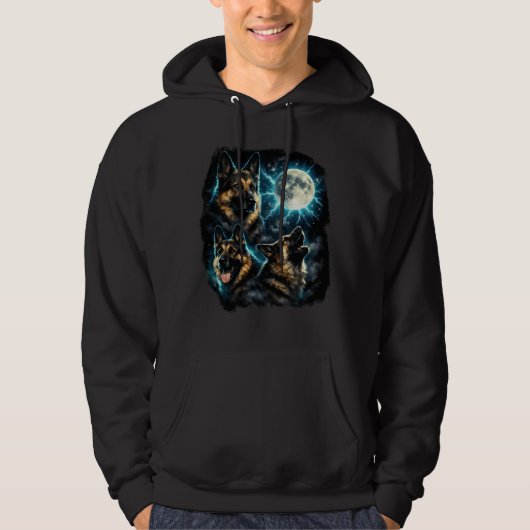 German shepherd dog  howling at the moon hoodie (Voorkant)