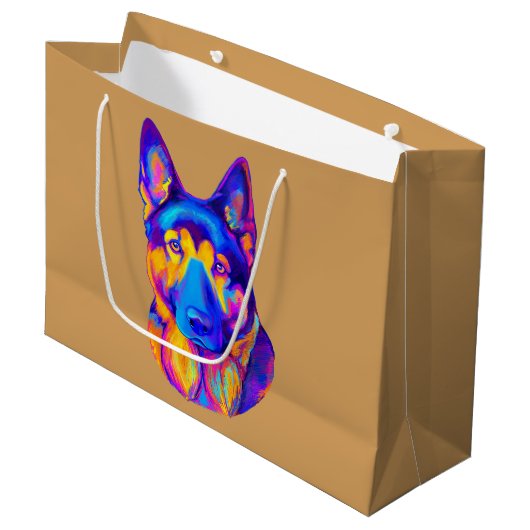 German Shepherd Dog in Colors Groot Cadeauzakje (Voorkant Gekanteld)