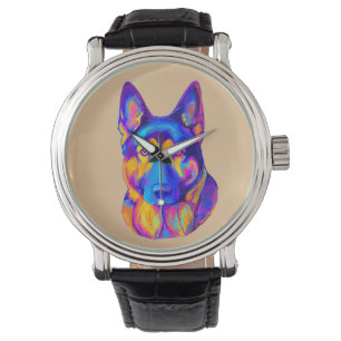 German Shepherd Dog in Colors Horloge