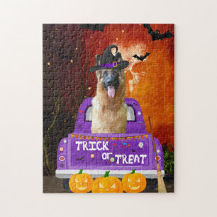German Shepherd Dog in Halloween Truck Legpuzzel