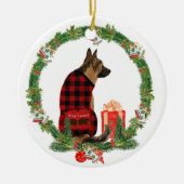German Shepherd Dog in kerstmis Wreater Keramisch Ornament (Voorkant)