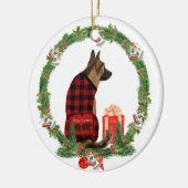 German Shepherd Dog in kerstmis Wreater Keramisch Ornament (Links)