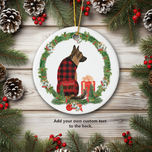German Shepherd Dog in kerstmis Wreater Keramisch Ornament