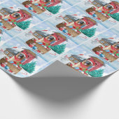 German Shepherd Dog In snow Christmas Dog House Cadeaupapier (Hoek)