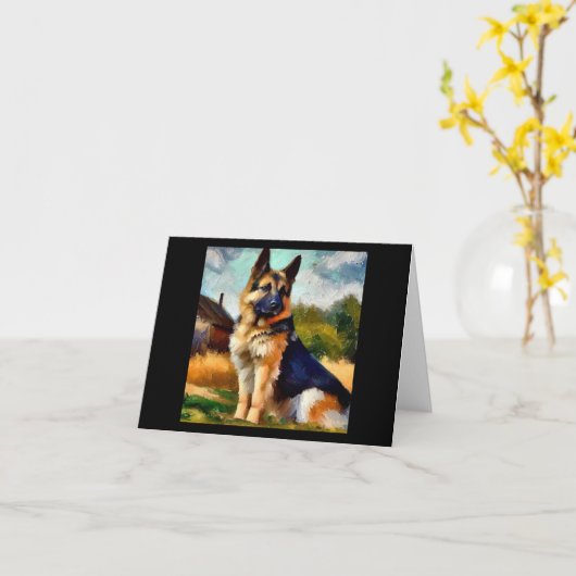 German Shepherd Dog Kaart (Gele Bloem)
