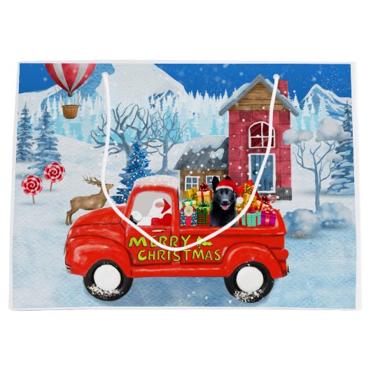 German Shepherd Dog kerstbezorging Truck Snow Groot Cadeauzakje (Voorkant)