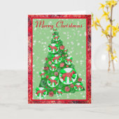 German Shepherd Dog kerstboom w/Cute Bow Kaart (Gele Bloem)