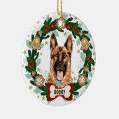 German Shepherd Dog Kersthond Cookie Wreate Keramisch Ornament (Rechts)