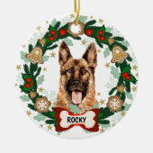 German Shepherd Dog Kersthond Cookie Wreate Keramisch Ornament (Voorkant)