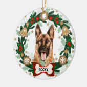 German Shepherd Dog Kersthond Cookie Wreate Keramisch Ornament (Links)