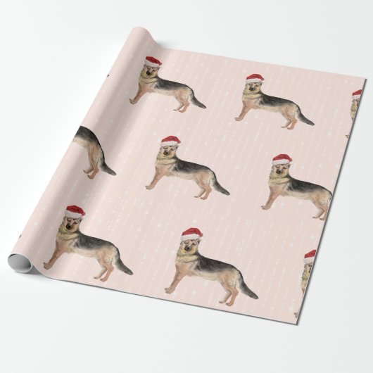 German Shepherd Dog Kerstkerstkerstkerstkerstkerst Cadeaupapier (Uitgerold)