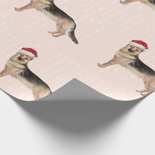 German Shepherd Dog Kerstkerstkerstkerstkerstkerst Cadeaupapier (Hoek)