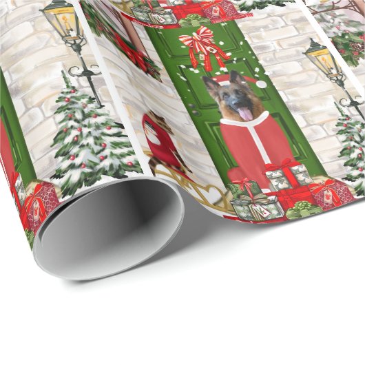 German Shepherd Dog Kerstmis Cadeaupapier (Rol Hoek)