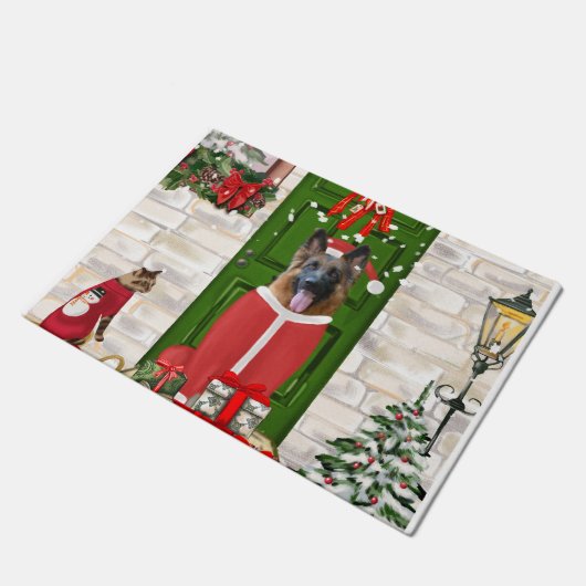 German Shepherd Dog Kerstmis Deurmat (Schuin)