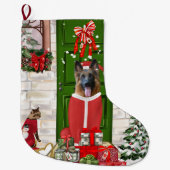 German Shepherd Dog Kerstmis Grote Kerstsok (Voorkant)