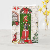 German Shepherd Dog Kerstmis Kaart (Gele Bloem)