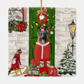 German Shepherd Dog Kerstmis Keramisch Ornament (Achterkant)