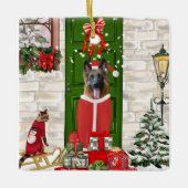 German Shepherd Dog Kerstmis Keramisch Ornament (Voorkant)