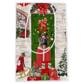 German Shepherd Dog Kerstmis Medium Cadeauzakje (Voorkant)