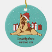 German Shepherd Dog Kerstmis Snowy Winter Holiday Keramisch Ornament (Voorkant)