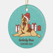 German Shepherd Dog Kerstmis Snowy Winter Holiday Keramisch Ornament (Links)