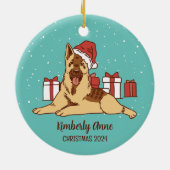 German Shepherd Dog Kerstmis Snowy Winter Holiday Keramisch Ornament (Achterkant)
