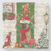 German Shepherd Dog Kerstmis Stenen Onderzetter (Voorkant)