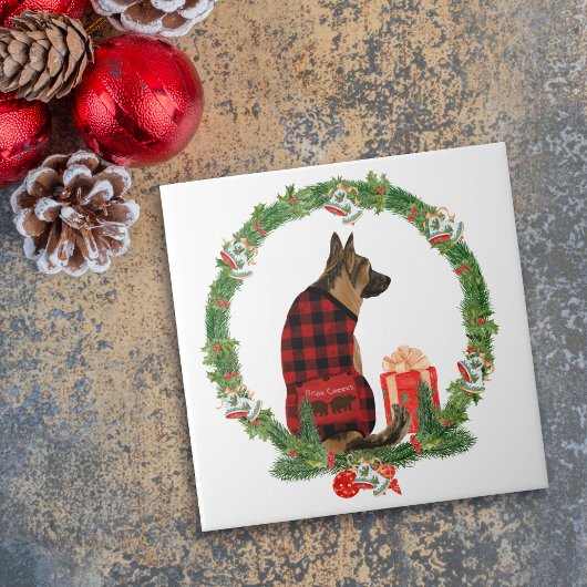German Shepherd Dog Kerstmis Tegeltje