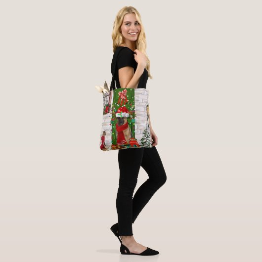 German Shepherd Dog Kerstmis Tote Bag (Op model)