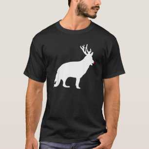 German Shepherd Dog kerstrenrender Antlers Xma T-shirt