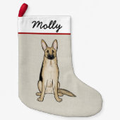 German Shepherd Dog Light Black en Tan Custom Kleine Kerstsok (Voorkant)
