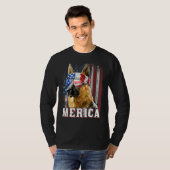 German Shepherd Dog Merica 4/th of Juli American F T-shirt (Voorkant volledig)