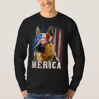 German Shepherd Dog Merica 4/th of Juli American F T-shirt
