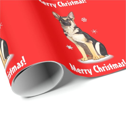 German Shepherd Dog Merry Kerstmis Cadeaupapier (Rol Hoek)