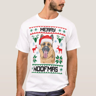 German Shepherd Dog Merry Woofmas kerstcadeau T-shirt