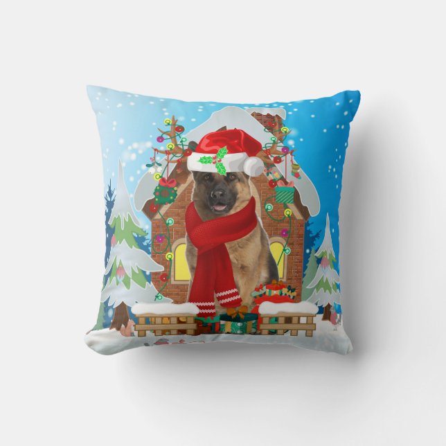 German Shepherd dog met kerstcadeaus Kussen (Voorkant)