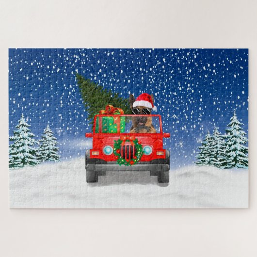 German Shepherd dog met kerstcadeaus Legpuzzel (Horizontaal)